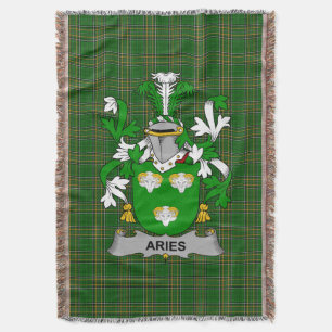  Irish Aries Coat of Arms Family Crest Ireland Throw Blanket
