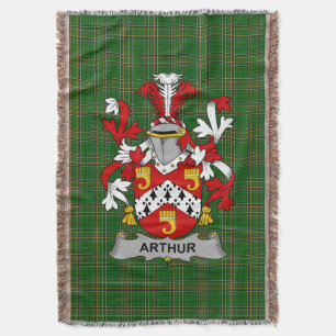 Irish Arthur Coat of Arms Family Crest Ireland Throw Blanket