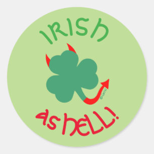Irish as Hell Dancing Shamrock Classic Round Sticker