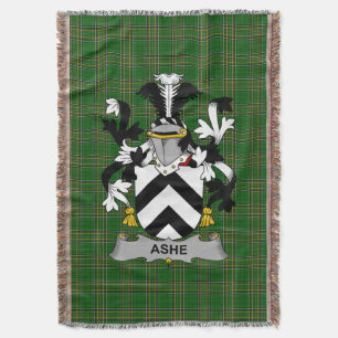 Irish Ashe Coat of Arms Family Crest Ireland Throw Blanket