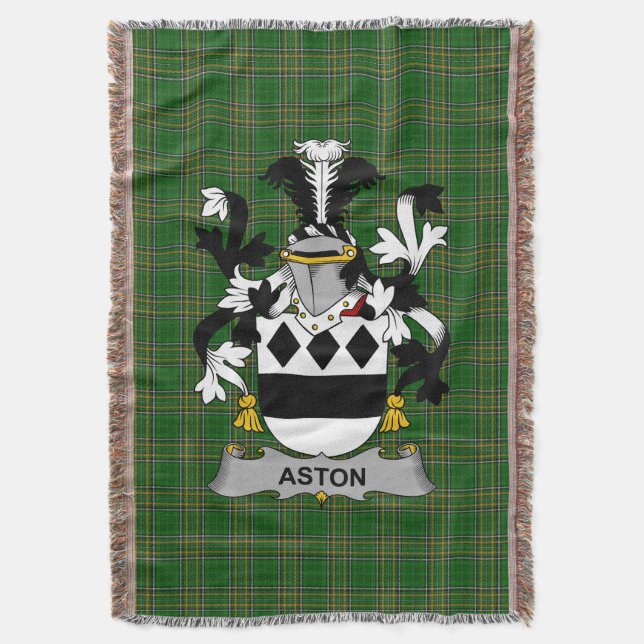 Irish Aston Coat of Arms Family Crest Ireland Throw Blanket (Front Vertical)