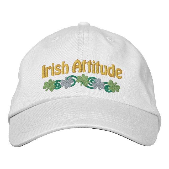 Irish Attitude and Shamrocks Embroidered Baseball Hat (Front)