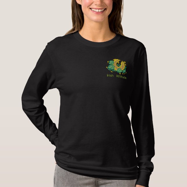 Irish Attitude Embroidered Long Sleeve T-Shirt (Front)
