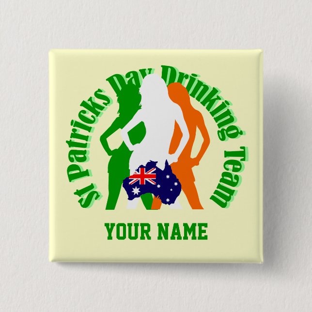 Irish Australian girls St Patrick's day Button (Front)