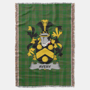 Irish Avery Coat of Arms Family Crest Ireland Throw Blanket