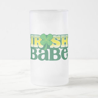 IRISH BABE! cute with a shamrock Frosted Glass Beer Mug