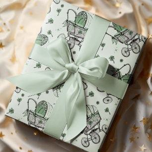 Irish Baby Carriage St Patrick's Day Baby Shower Wrapping Paper