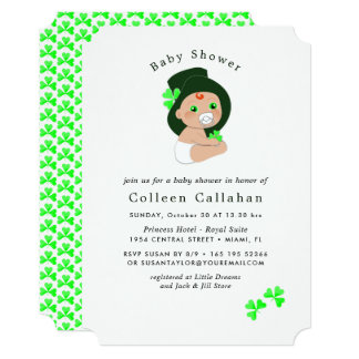 7 shower lucky baby number & Announcements Invitations Leprechaun Zazzle