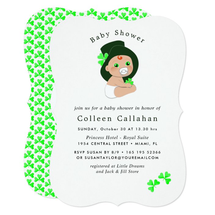 Amazon Com Shamrock Baby Shower Invitation Boy St Patrick S Day