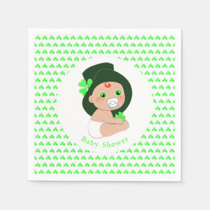 Irish Baby Leprechaun Lucky Shamrock Baby Shower Paper Napkins