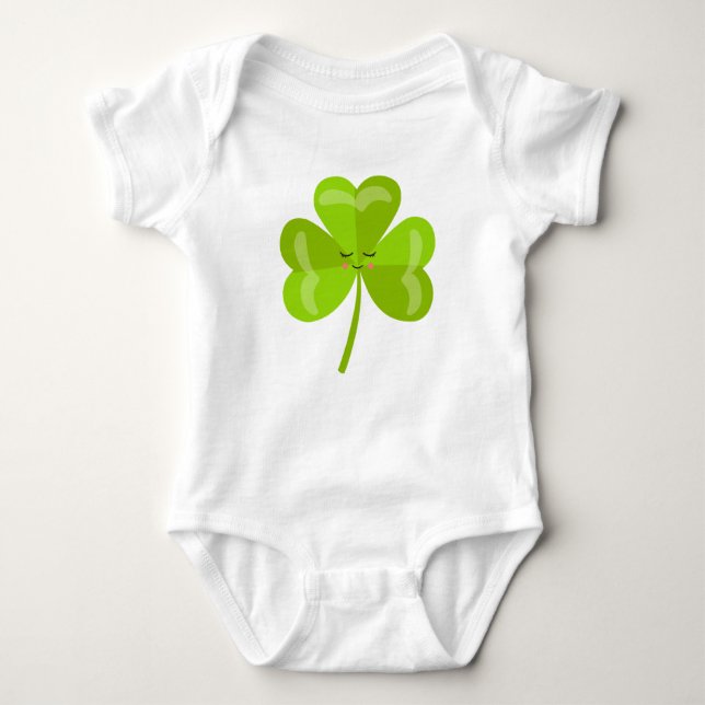 Irish Baby Lucky Shamrock St Patrick's Day Baby Bodysuit (Front)