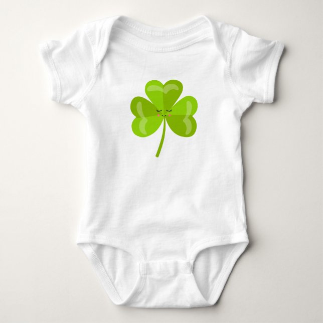 Irish Baby Lucky Shamrock St Patrick's Day Bodysuit (Front)