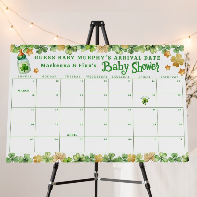 Irish Baby Shower Arrival Date Guessing Game Foam Board (In Situ (Stand))