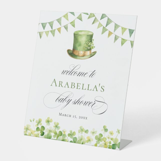 Irish Baby Shower Welcome Sign Lucky Shamrock (Front)