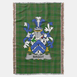 Irish Bagot Coat of Arms Family Crest Ireland Throw Blanket