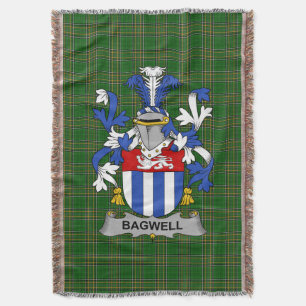 Irish Bagwell Coat of Arms Family Crest Ireland Throw Blanket