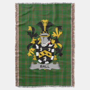 Irish Ball Coat of Arms Family Crest Ireland Throw Blanket