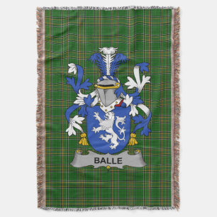 Irish Balle Coat of Arms Family Crest Ireland Throw Blanket