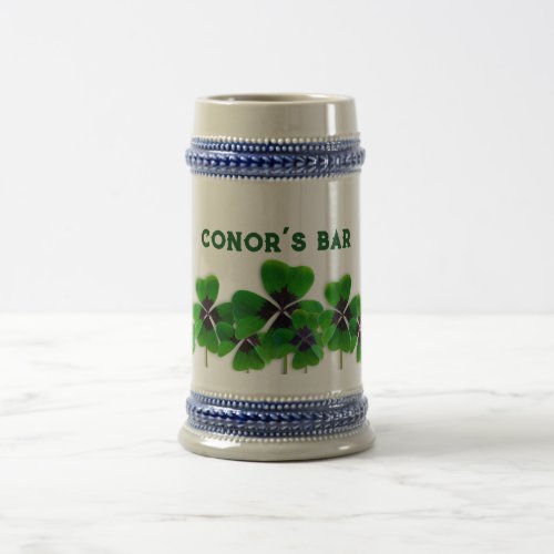 Irish Bar Four_leaf Clover Personalized Beer Stein