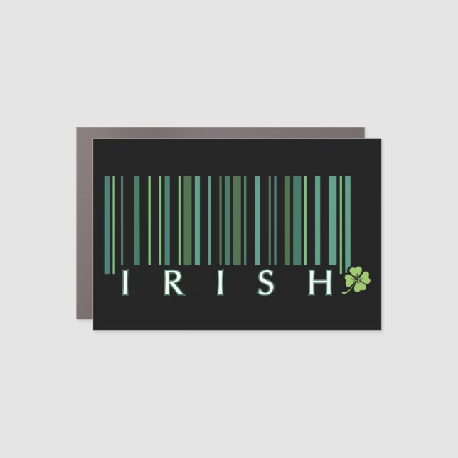 Irish barcode and shamrock car magnet (Front)