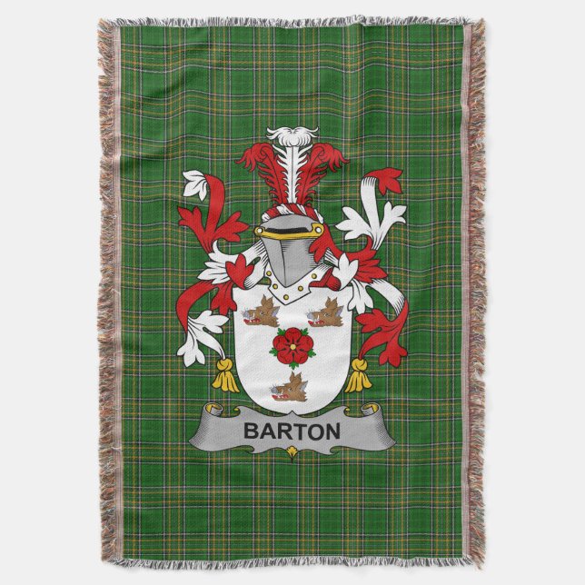  Irish Barton Coat of Arms Family Crest Ireland Throw Blanket (Front Vertical)