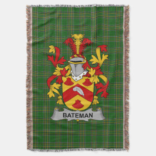 Irish Bateman Coat of Arms Family Crest Ireland Throw Blanket
