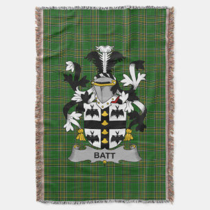 Irish Batt Coat of Arms Family Crest Ireland Throw Blanket
