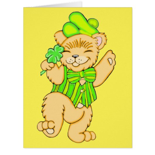 Irish Bear with Shamrock Giant Greeting Card (Front)