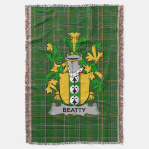 Irish Beatty or Betagh Coat of Arms Family Crest Throw Blanket