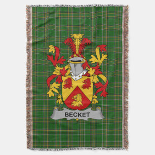Irish Becket Coat of Arms Family Crest Ireland Throw Blanket