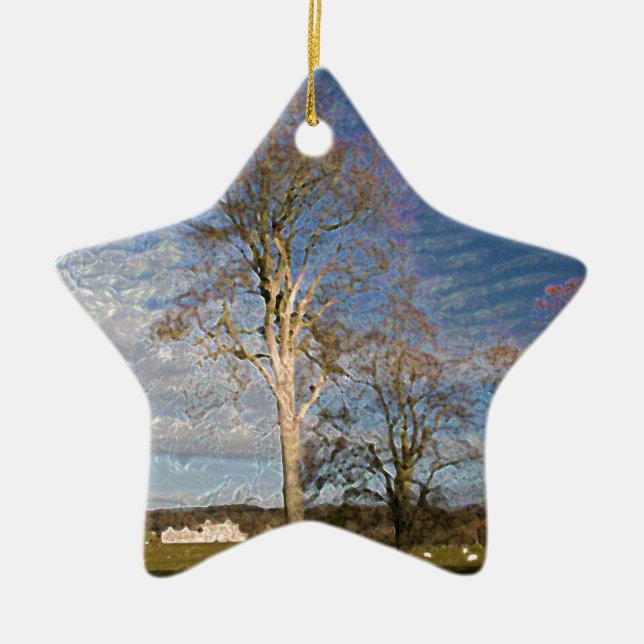 Irish Beech Trees Ceramic Ornament (Front)