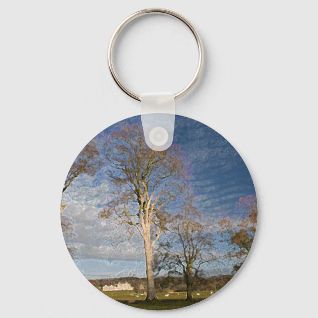 Irish Beech Trees Keychain (Front)