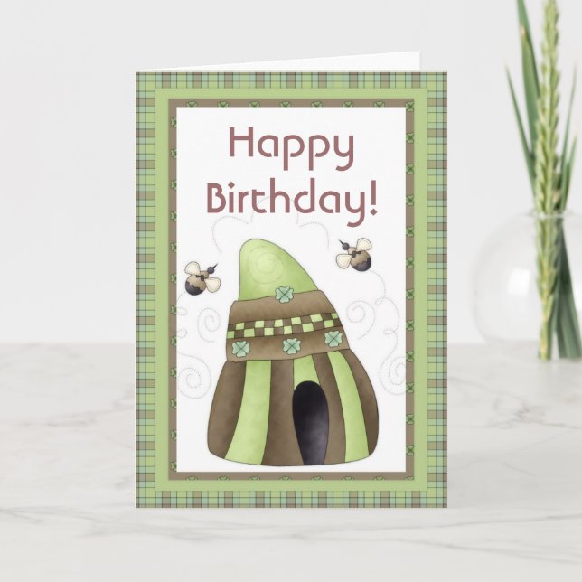 Irish Beehive Happy March Birthday Card (Front)