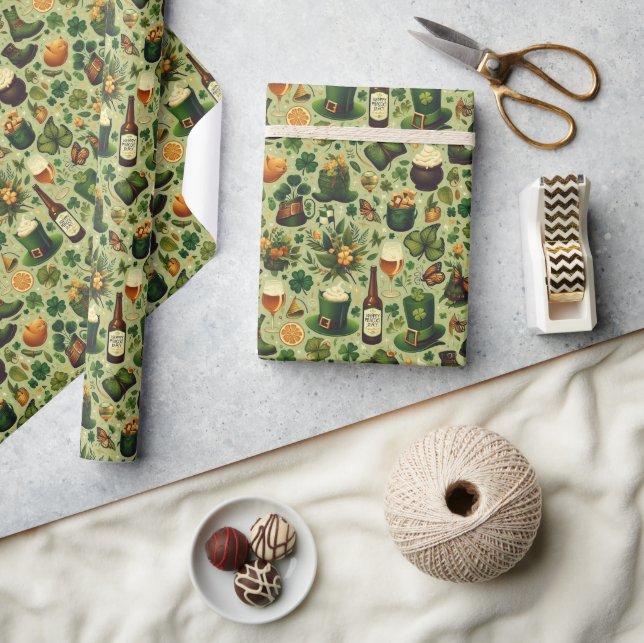 Irish Beer And Pots Of Gold Wrapping Paper (Crafts)