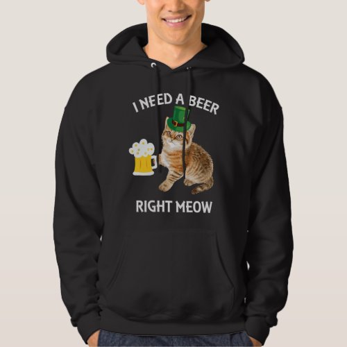 Irish Beer Cat Drinking St Patricks Day Cat And Be Hoodie