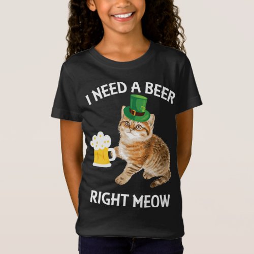 Irish Beer Cat Drinking St Patricks Day Cat And Be T_Shirt