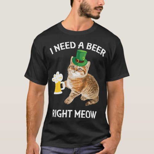 Irish Beer Cat Drinking St Patricks Day Cat And Be T_Shirt
