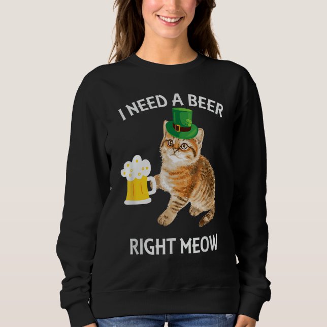 Irish Beer Cat TShirt St Patricks Day Drinking (Front)