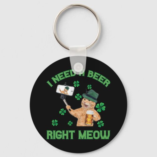 Irish Beer Cat TShirt St Patricks Day Drinking Keychain