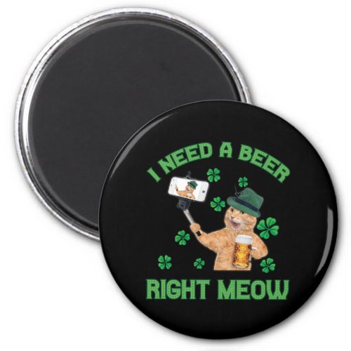 Irish Beer Cat TShirt St Patricks Day Drinking Magnet