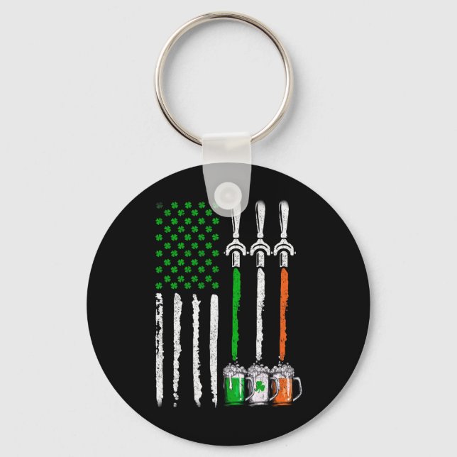 Irish Beer Ireland American Flag St Patricks Day M Keychain (Front)