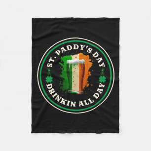 Irish Beer Ireland Flag St Patricks Day Drinking T Fleece Blanket