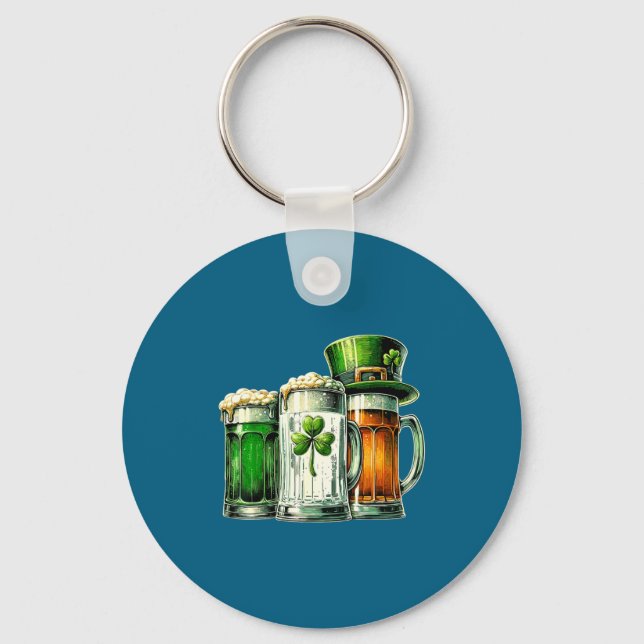 Irish Beer Ireland Flag St Patricks Day  Keychain (Front)