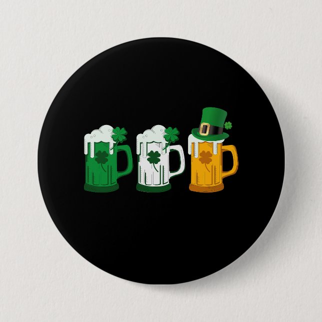 Irish Beer Ireland Flag St Patricks Day Leprechaun Button (Front)