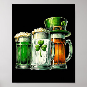 Irish Beer Ireland Flag St Patricks Day  Poster