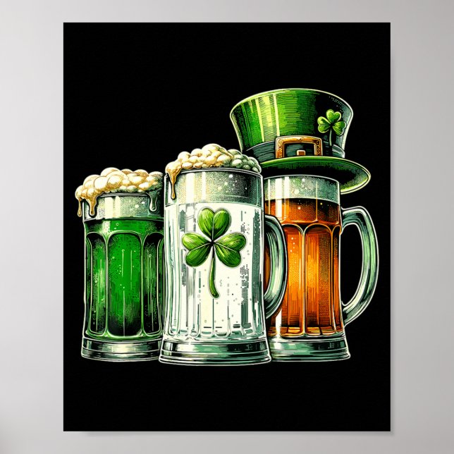 Irish Beer Ireland Flag St Patricks Day  Poster (Front)