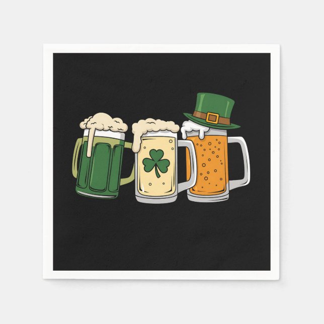 Irish Beer Ireland Flag St Patrick's Day Shamrock Napkins (Front)