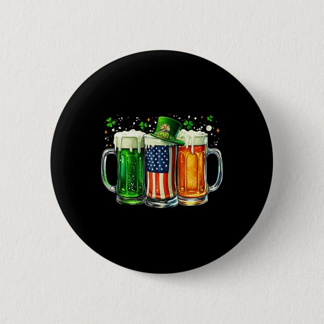 Irish Beer Ireland St Patricks Day Drinking Party  Button (Front)