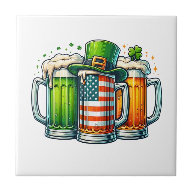 Irish Beer Ireland St Patricks Day Drinking Party Ceramic Tile (Front)