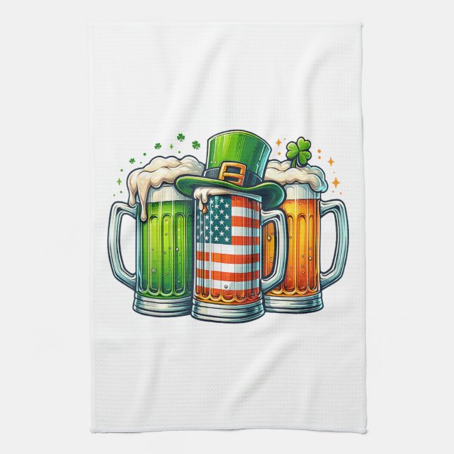Irish Beer Ireland St Patricks Day Drinking Party Kitchen Towel (Vertical)